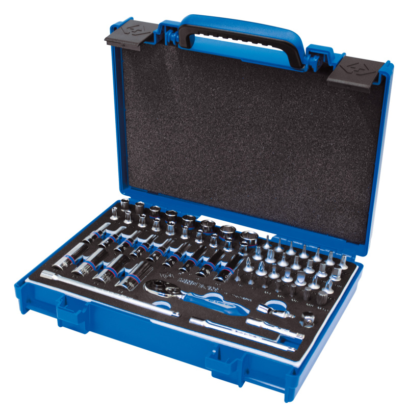 KING TONY Набор торцевых головок с принадлежностями 1/4", шестигранные, 4-14 мм, 65 пред. 2565MRV