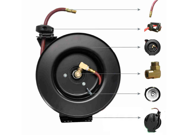 Катушка инерционная IRT1112 с резиновым шлангом (воздух/вода), длина 11м, 1/4", до 21бар
