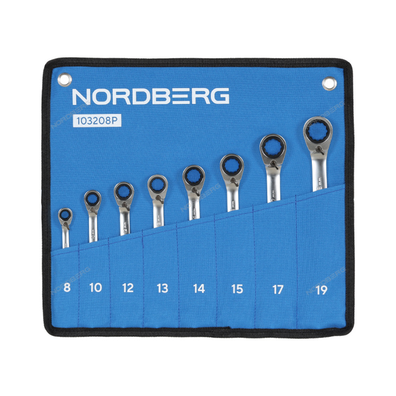 Набор ключей трещоточных с флажковым переключателем, 8 шт. NORDBERG 103208P