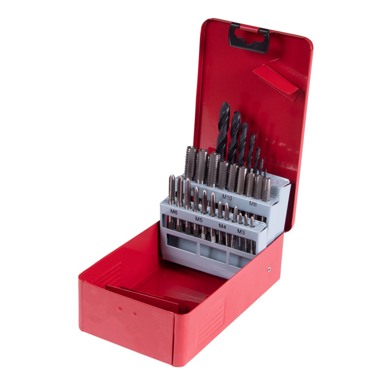 KING TONY Набор метчиков и сверл HSS-G М3-М12, 28 предметов 11328SQ